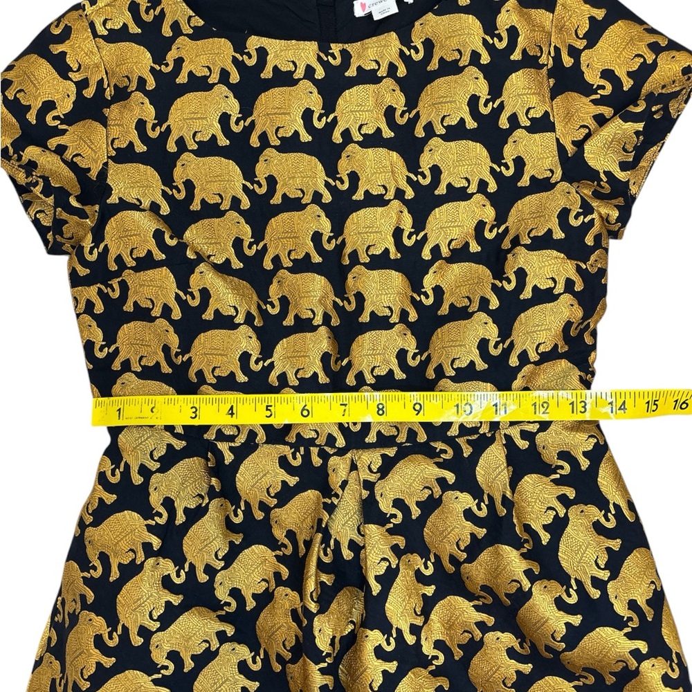 Crewcuts J. Crew Girl’s Size 12 Dress Elephants Gold Black Lined - Picture 5 of 9